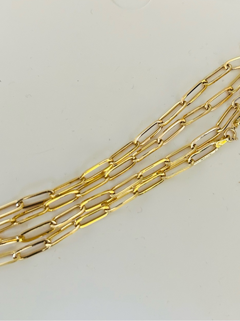 18k Gold Paperclip Link Necklace - 19.5”